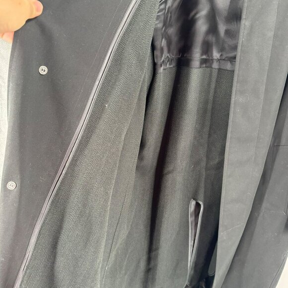 Millennium Collection Black Trench Coat Mens Size 44L Long Professional Outerwea - Picture 5 of 12
